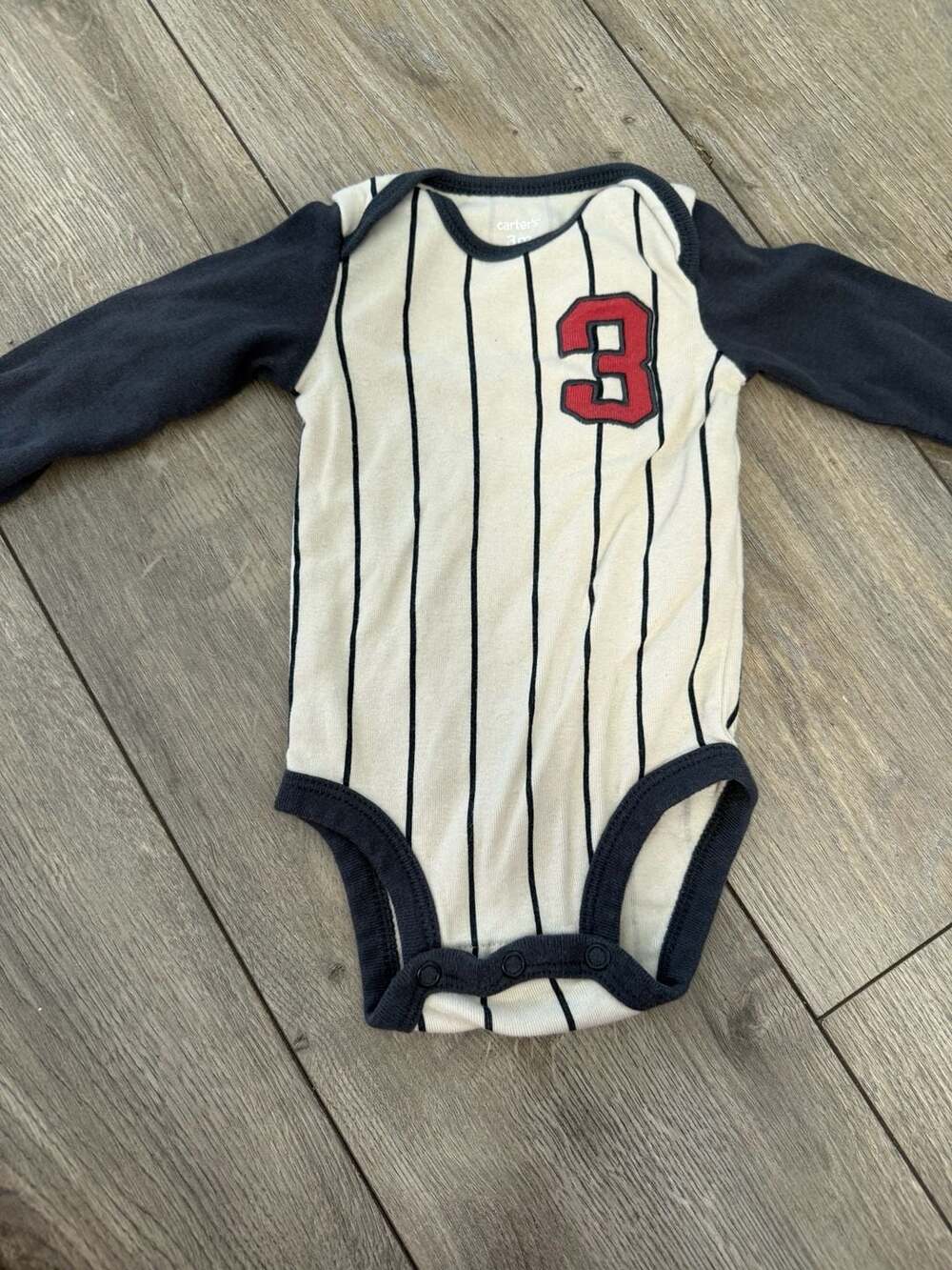 Carter's Baseball Pinstripe Long Sleeve Bodysuit Size 3M